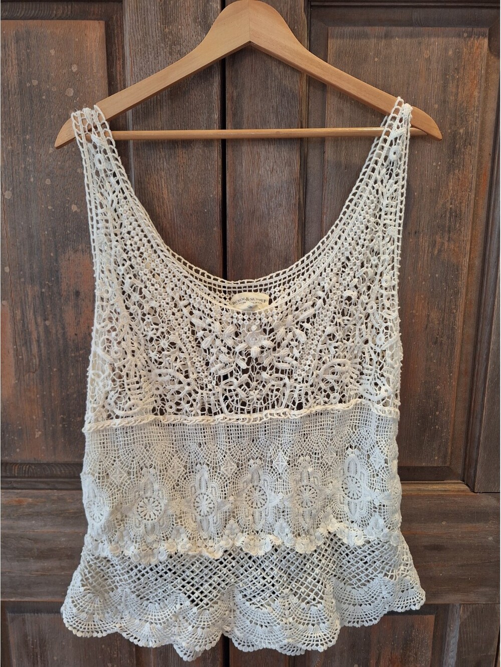 Ralph Lauren Crotcheted, Scalloped Bottom, tank top, Blouse, 100% Cotton XL.